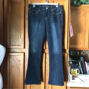 ☂️American Eagle Skinny Kick Jeans Blue Stretch Mid Rise Sequins Size 14